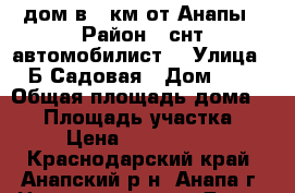 дом в 15км от Анапы › Район ­ снт автомобилист  › Улица ­ Б Садовая › Дом ­ 7 › Общая площадь дома ­ 85 › Площадь участка ­ 4 › Цена ­ 1 300 000 - Краснодарский край, Анапский р-н, Анапа г. Недвижимость » Дома, коттеджи, дачи продажа   